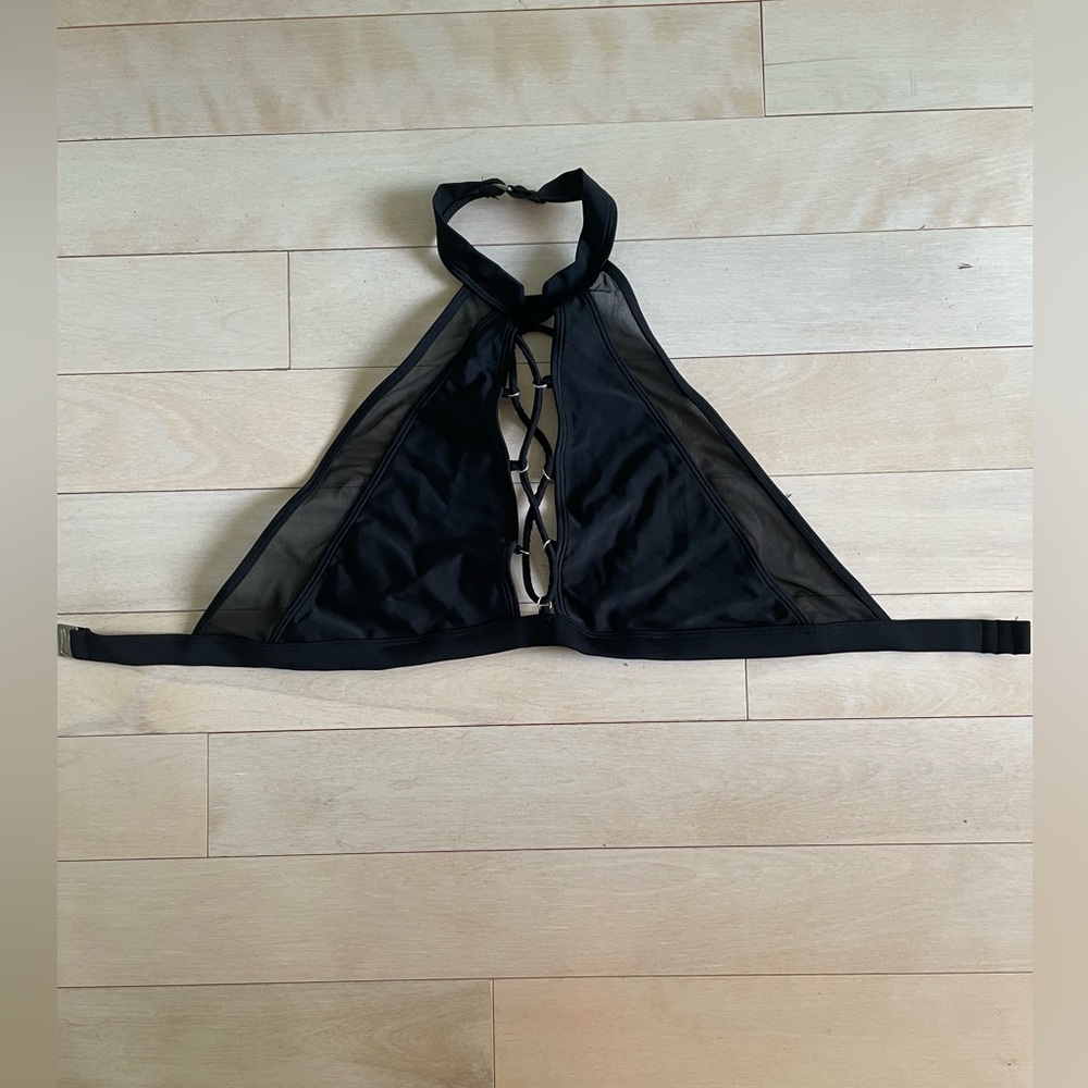 Black Halter Lace-Up Bralette